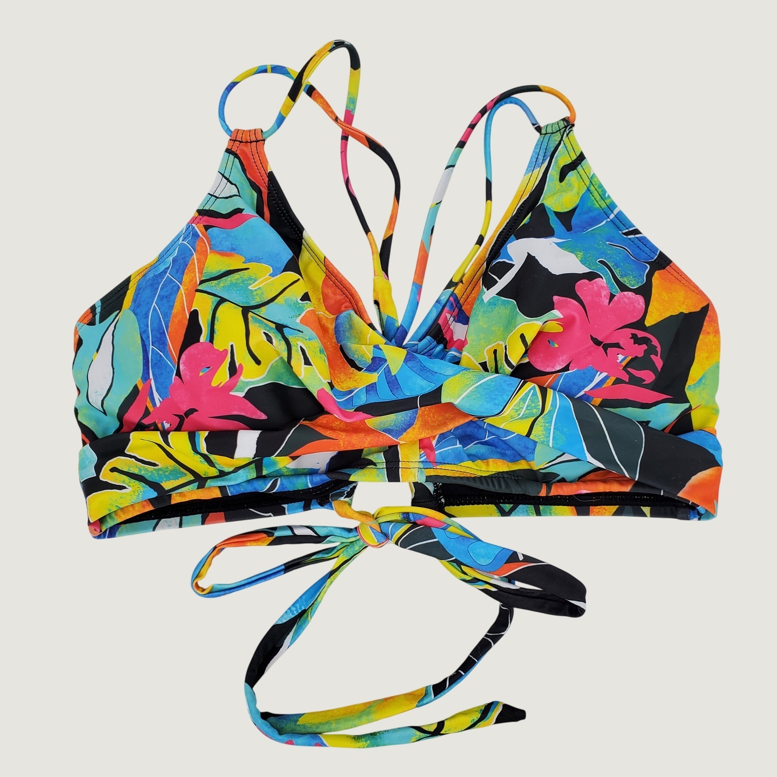 Holipick Floral Tropical Twist Front Bikini Top Large Multicolor Adjustable New